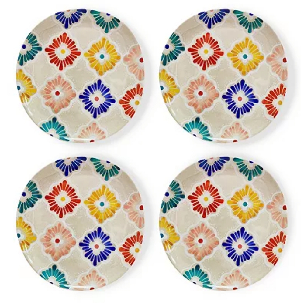 FOOD NETWORK 4 Pc Casa Sol Melamine 11" Oval Dinner Plate Set BPA Free NWT